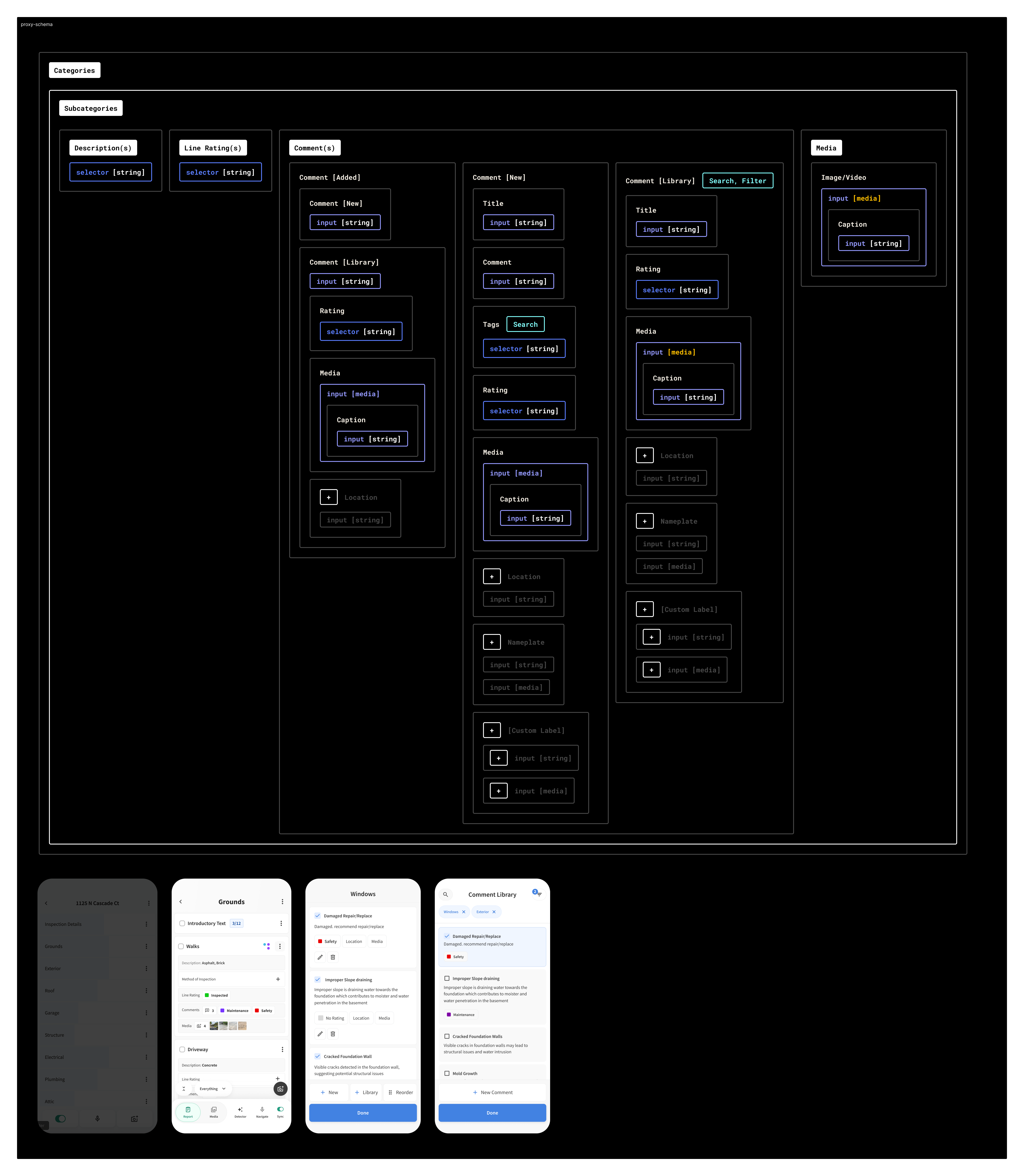 Proxy schema walkthrough for prototype and production states