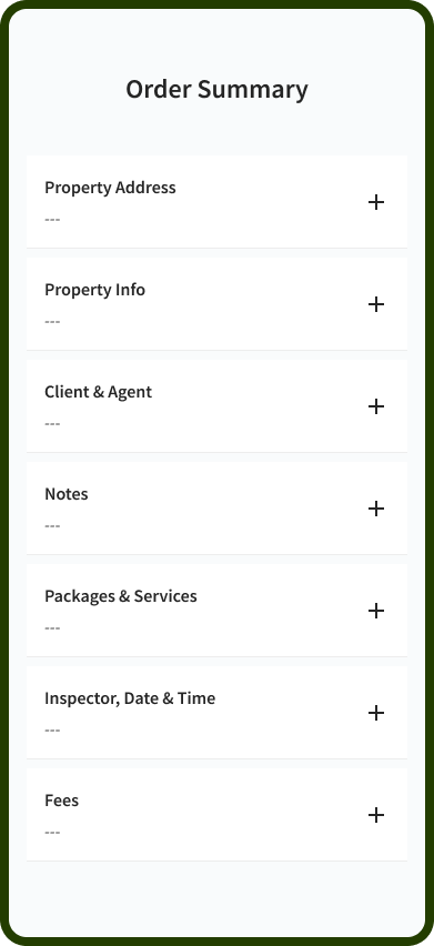 Order summary — collapsed fields